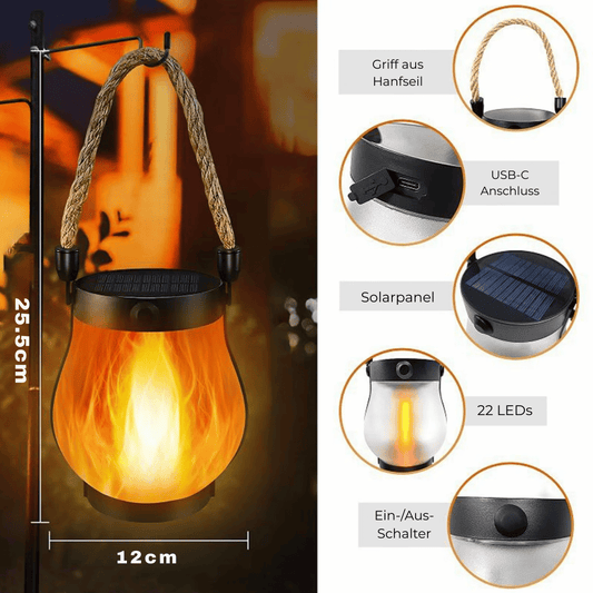 LED Flammenlaterne – Solar & USB