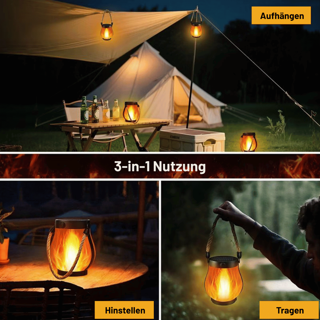 LED Flammenlaterne – Solar & USB