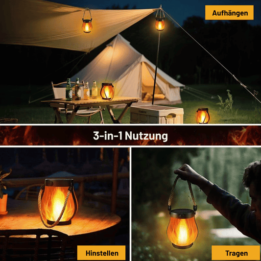 LED Flammenlaterne – Solar & USB