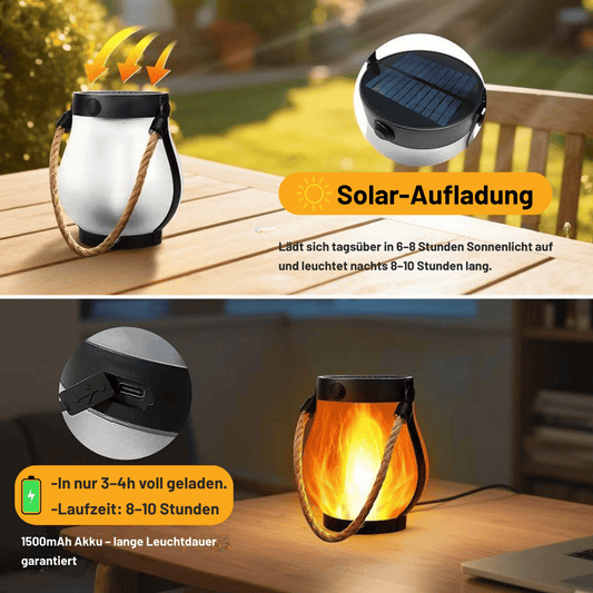LED Flammenlaterne – Solar & USB